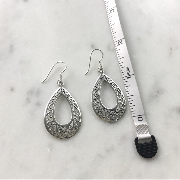 .925 Sterling Silver Filigree Earrings - Picture 3 of 16